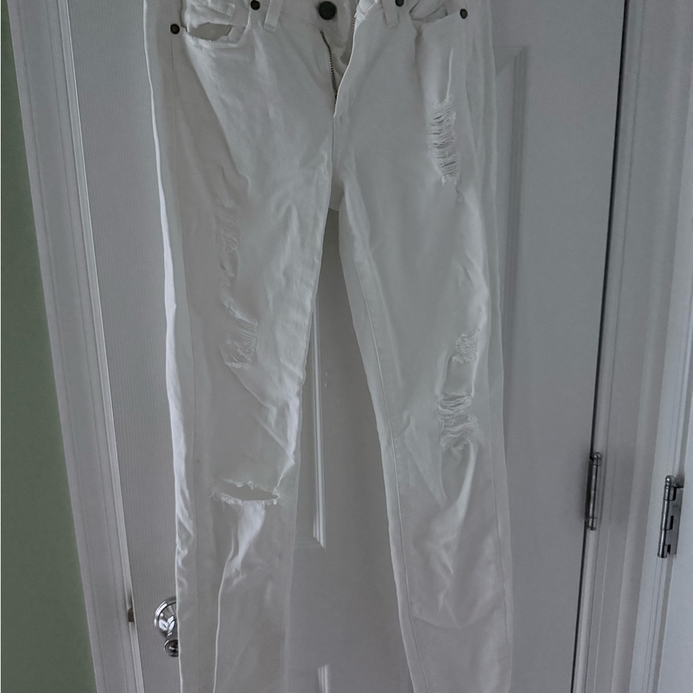 PAIGE Women's White Straight Leg Jeans